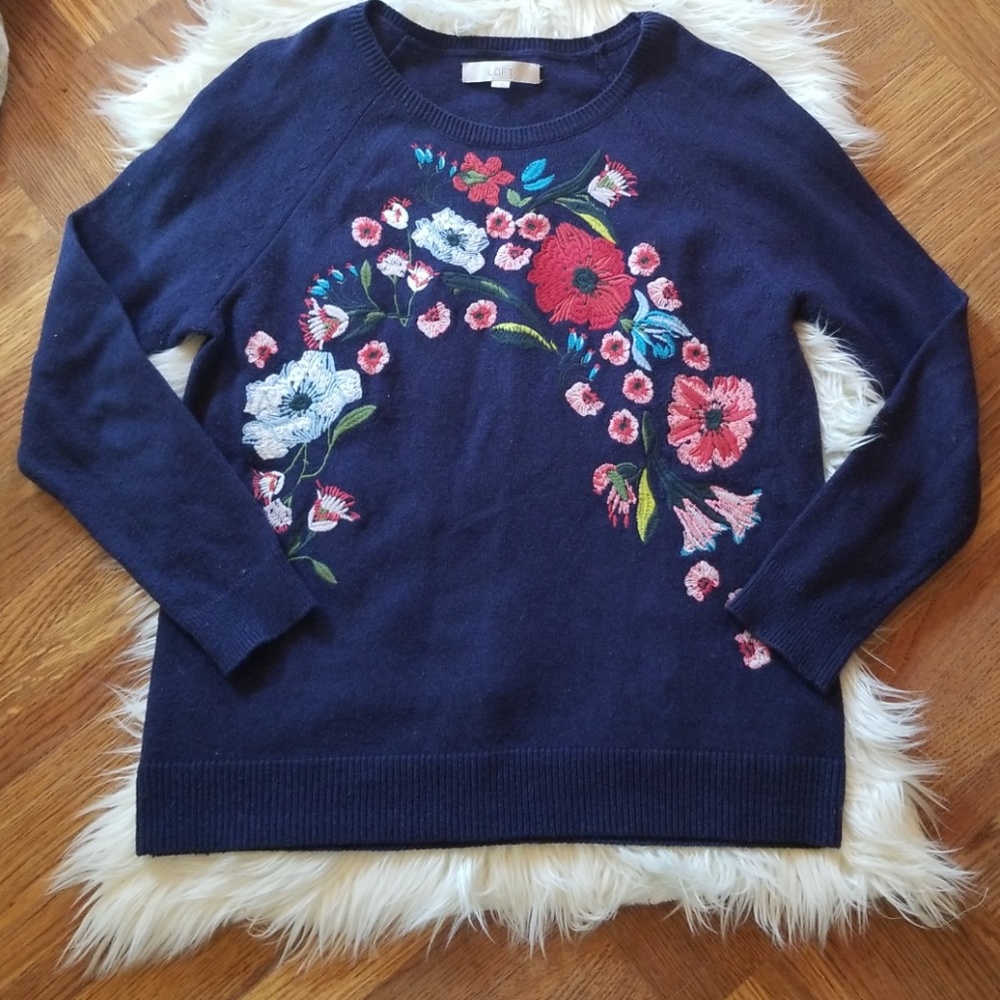 Loft embroidered floral sweater